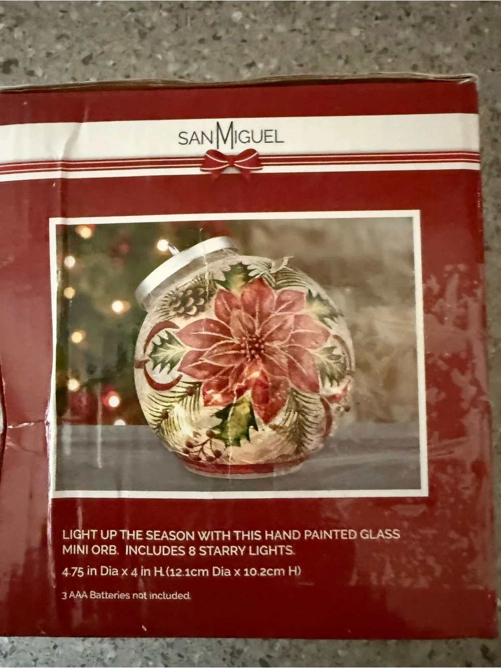 Glass Poinsettia Lighted Holiday Ornament - Red